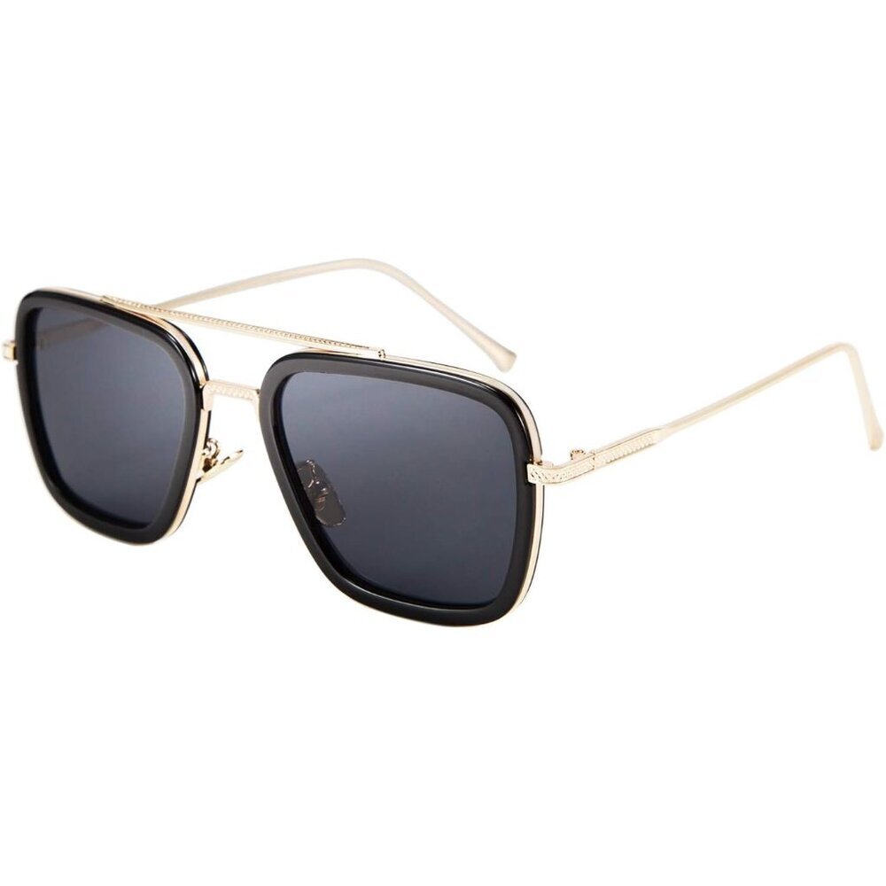 🆕 Men Black Retro Square Sunglasses Gradient Lens Trendy Style Reflected Glare